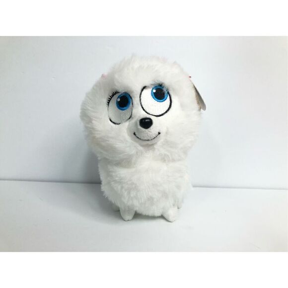 the secret life of pets fidget white fluffy dog 6 inches pink bow ty beanie baby - Picture 1 of 7